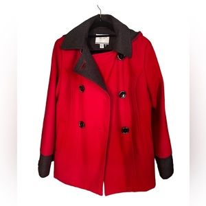 Nautica Red and Black Pea Coat